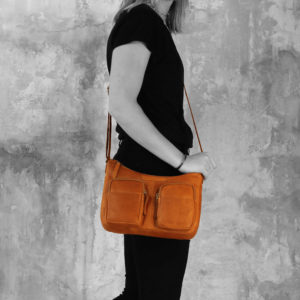 The chesterfield Brand leren schoudertas Ellie cognac