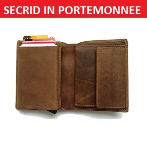 DL Lederen Portemonnee voor  Cardprotector Bruin