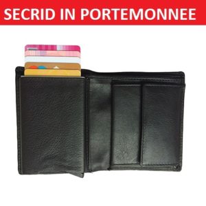 DL Lederen Portemonnee voor  Cardprotector Zwart