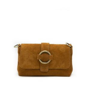 Londyn beige suede schoudertasje met ring