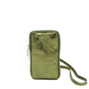 Teatro leren telefoontasje groen metallic