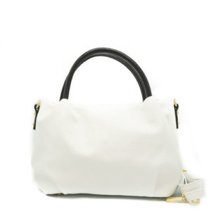 Olive leren handtas wit/zwart